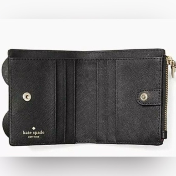 Kate Spade x Minnie Mouse Adalyn Wallet Disney NWT Black Leather Bow Polka Dot - Picture 2 of 10